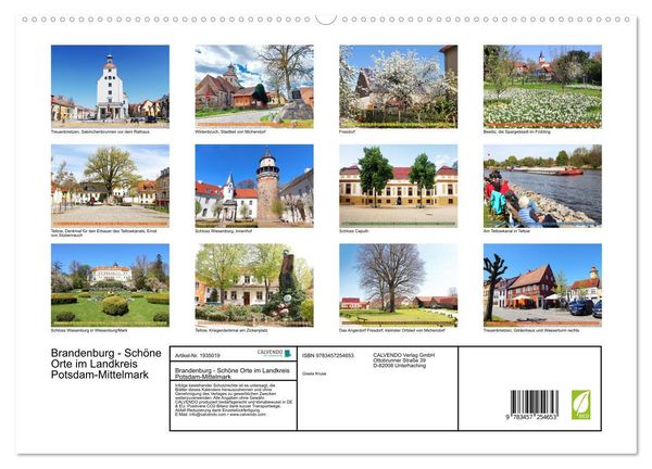 Produktbild: Brandenburg - Sch&ouml;ne Orte im Landkreis Potsdam-Mittelmark (hochwertiger Premium Wandkalender 2026 DIN A2 quer), Kunstdruck in Hochglanz