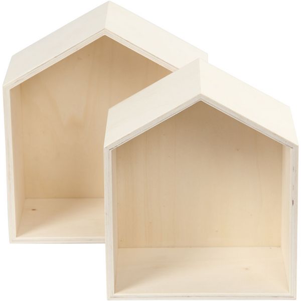 Creativ Company Aufbewahrungskästen Holz, Häuser, 2er Set