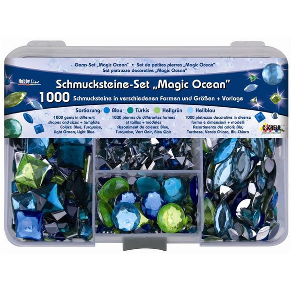 KREUL Schmucksteine Set Magic Ocean 1000 Stück Box