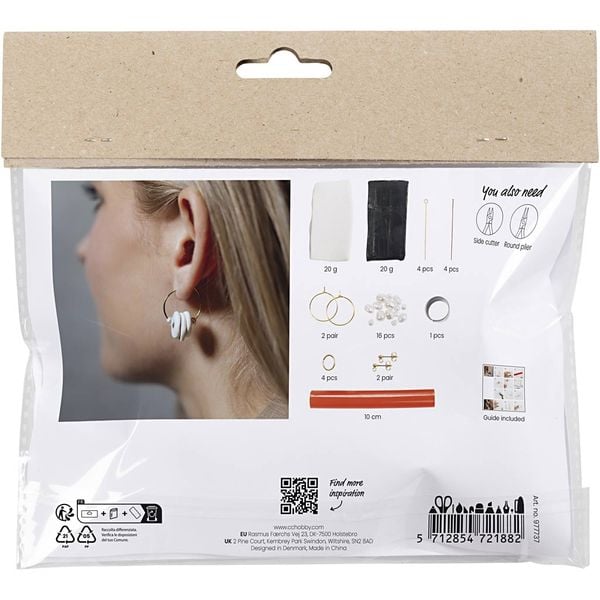 Produktbild: Creativ Company Mini Kreativ Set Schmuck, Ohrringe, Schwarz, Wei&szlig;
