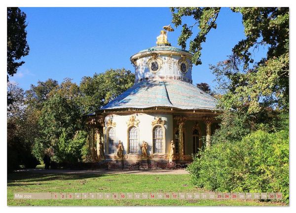 Produktbild: Sanssouci - Ohne Sorge - Schloss und Park (Tischkalender 2026 DIN A5 quer), CALVENDO Monatskalender