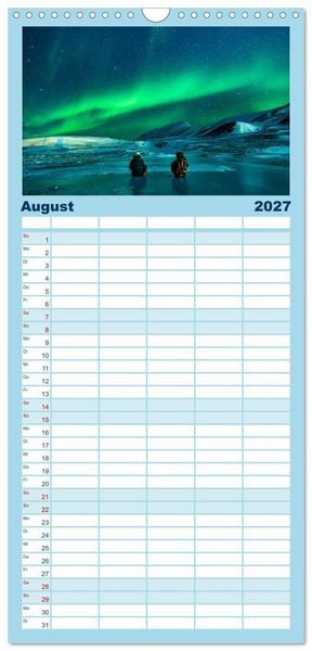 Produktbild: Familienplaner 2027 - Magische Polarlichter der Erde mit 5 Spalten (Wandkalender, 21 x 45 cm) CALVENDO