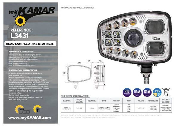 Produktbild: KAMAR Frontscheinwerfer L3431 L3431 LED vorne