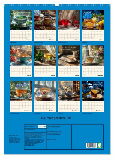 Produktbild: Du, mein geliebter Tee (Wandkalender 2026 DIN A2 hoch), CALVENDO Monatskalender
