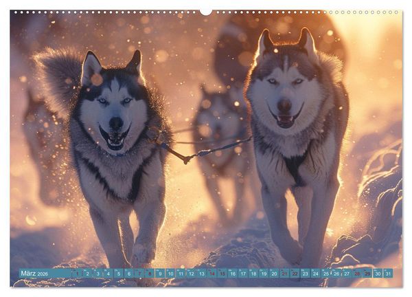Produktbild: Schlittenhund Tr&auml;ume (hochwertiger Premium Wandkalender 2026 DIN A2 quer), Kunstdruck in Hochglanz