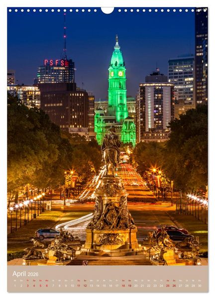 Produktbild: PHILADELPHIA Besondere Augenblicke erleben (Wandkalender 2026 DIN A3 hoch), CALVENDO Monatskalender