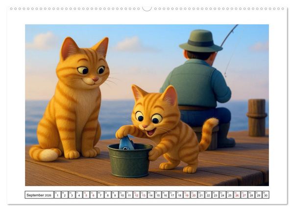 Produktbild: Katzen w&uuml;rden Fische kaufen (hochwertiger Premium Wandkalender 2026 DIN A2 quer), Kunstdruck in Hochglanz