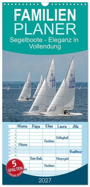 Produktbild: Familienplaner 2027 - Segelboote - Eleganz in Vollendung mit 5 Spalten (Wandkalender, 21 x 45 cm) CALVENDO