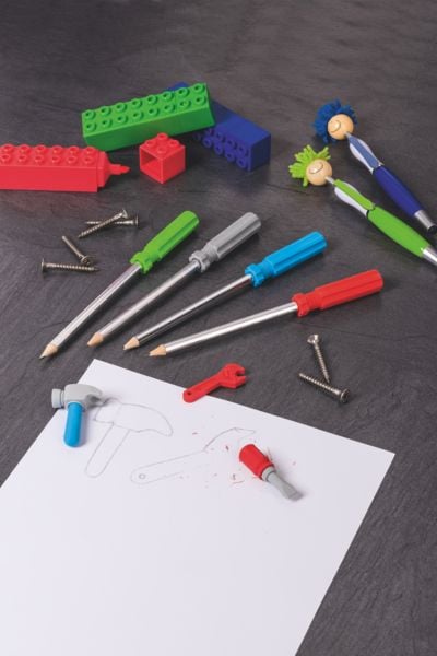 Produktbild: Brunnen Bleistift mit Radiergummi &bdquo;Schraubenzieher&ldquo; &brvbar; HB, rund, sortiert