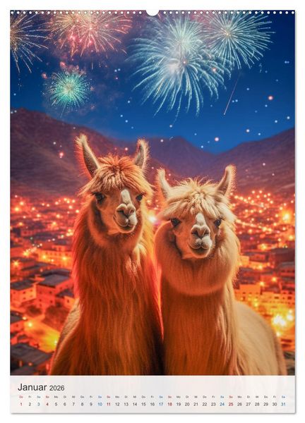 Produktbild: Witzige Alpakas (Wandkalender 2026 DIN A2 hoch), CALVENDO Monatskalender