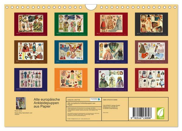 Produktbild: Alte europ&auml;ische Ankleidepuppen aus Papier (Wandkalender 2026 DIN A4 quer), CALVENDO Monatskalender
