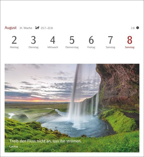 Produktbild: Momente des Gl&uuml;cks Postkartenkalender 2027 - Wochenkalender mit Zitaten, mit 53 Postkarten