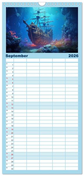 Produktbild: Familienplaner 2026 - Unten im Meer ist was los mit 5 Spalten (Wandkalender, 21 x 45 cm) CALVENDO