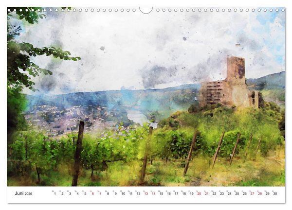 Produktbild: Bernkastel-Kues - Stadtrundgang in Aquarell (Wandkalender 2026 DIN A3 quer), CALVENDO Monatskalender