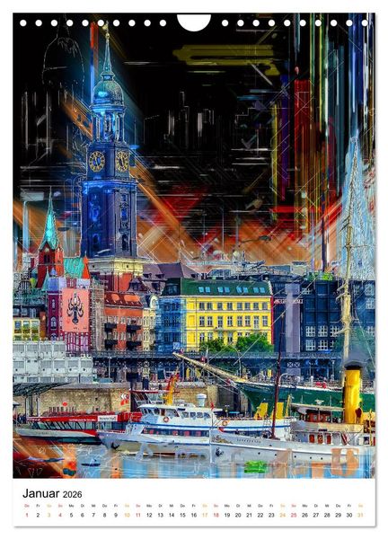 Produktbild: Hamburg bunte Stadt (Wandkalender 2026 DIN A4 hoch), CALVENDO Monatskalender