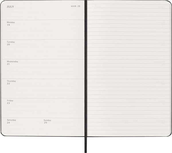 Produktbild: Moleskine 12 Monate Wochen Notizkaledner 2027, Large/A5, 1 Wo = 1 Seite, rechts linierte Seite, fester Einband, Schwarz