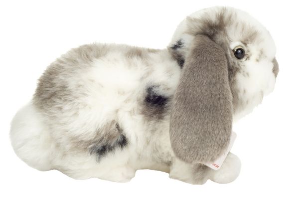 Produktbild: Teddy Hermann 937333 - Widderkaninchen sitzend grau-wei&szlig; gescheckt, Pl&uuml;schtier, 23 cm