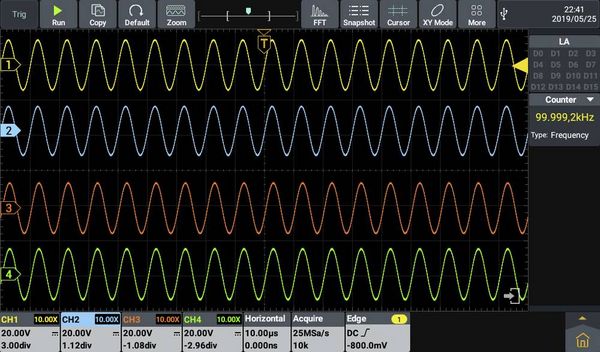 Produktbild: VOLTCRAFT DOV1254 LA Digital-Oszilloskop 125 MHz 4-Kanal 1.25 GSa/s 100 Mpts 12 Bit Digital-Speicher (DSO), Logic-Analyser 1 St.