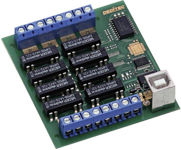 Produktbild: Deditec USB-RELAIS-8_A USB-RELAIS-8_A Ausgangsmodul USB Anzahl Relais-Ausg&auml;nge: 8