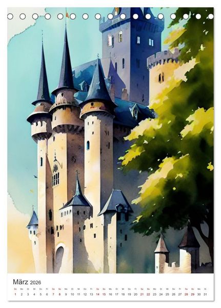Produktbild: Faszination Mittelalter - Von mittelalterlichen Burgen und Drachen (Tischkalender 2026 DIN A5 hoch), CALVENDO Monatskalender