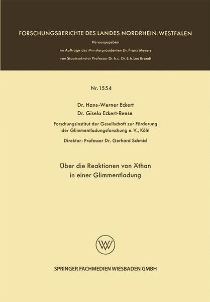 Produktbild: &Uuml;ber die Reaktionen von &Auml;than in einer Glimmentladung