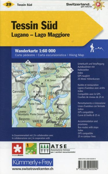 Produktbild: K&uuml;mmerly+Frey Wanderkarte 29 Ticino, Sottoceneri 1:60.000