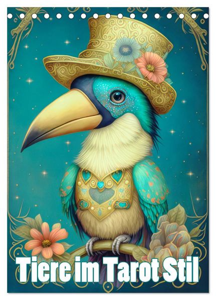 Produktbild: Tiere im Tarot Stil (Tischkalender 2026 DIN A5 hoch), CALVENDO Monatskalender