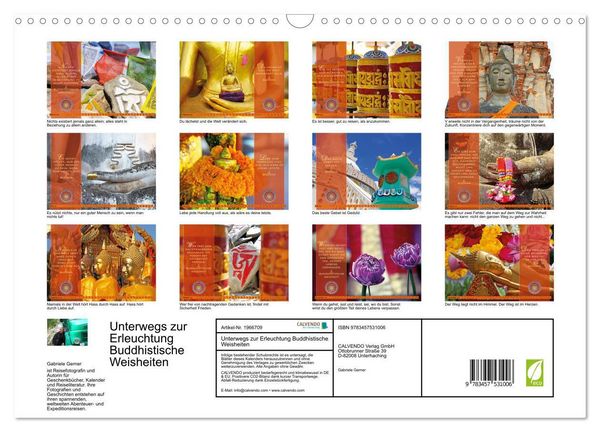 Produktbild: Unterwegs zur Erleuchtung Buddhistische Weisheiten (Wandkalender 2026 DIN A3 quer), CALVENDO Monatskalender