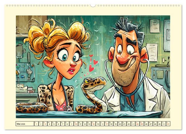 Produktbild: Beim Tierarzt! Tierisch schr&auml;ge Besuche in der Vetklinik (Wandkalender 2026 DIN A2 quer), CALVENDO Monatskalender