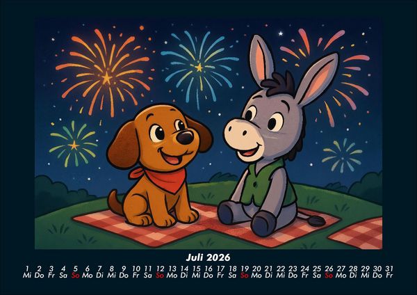 Produktbild: Wuff & Huf - Festliche Freundschaft 2026 Fotokalender DIN A4