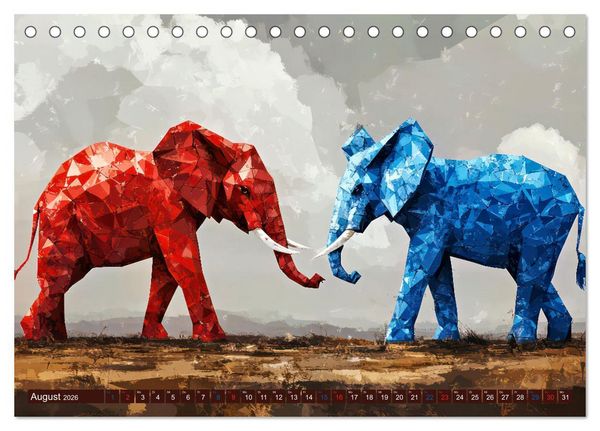 Produktbild: Elefanten - modern Art (Tischkalender 2026 DIN A5 quer), CALVENDO Monatskalender