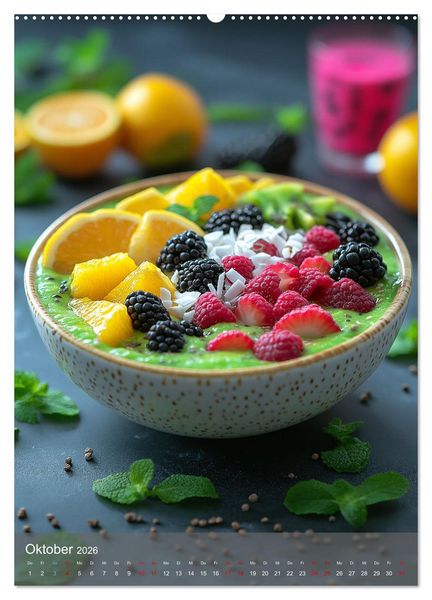 Produktbild: Smoothie Bowls - frisch und fruchtig durchs Jahr (Wandkalender 2026 DIN A2 hoch), CALVENDO Monatskalender