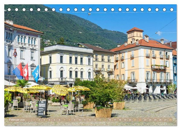 Produktbild: Wunderbares Tessin: Mediterranes Klima und italienisches Flair (Tischkalender 2026 DIN A5 quer), CALVENDO Monatskalender
