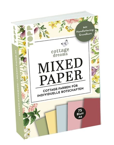 Produktbild: Handlettering Mixed Paper Block Cottage Dreams - Gelb, Gr&uuml;n, Blau, Rosa, Rot - A6