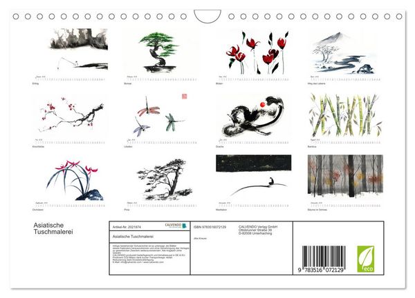 Produktbild: Asiatische Tuschmalerei (Wandkalender 2026 DIN A4 quer), CALVENDO Monatskalender