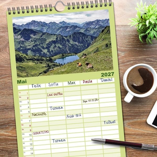 Produktbild: Familienplaner 2027 - Allg&auml;u - Natur pur mit 5 Spalten (Wandkalender, 21 x 45 cm) CALVENDO