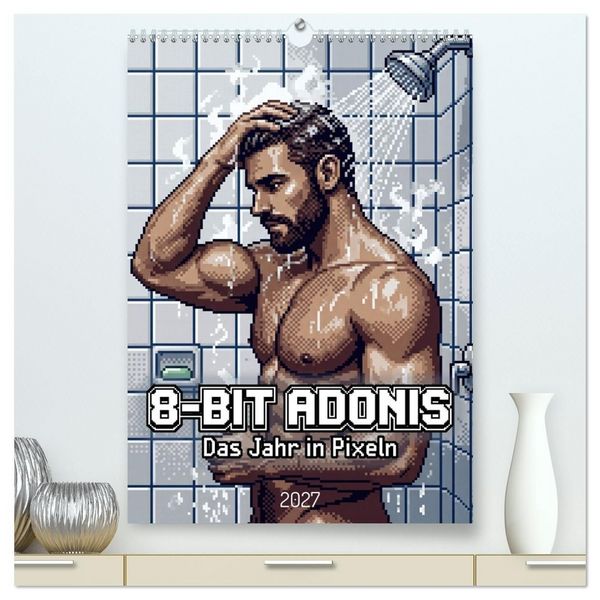 Produktbild: 8-Bit Adonis &ndash; Das Jahr in Pixeln (hochwertiger Premium Wandkalender 2027 DIN A2 hoch), Kunstdruck in Hochglanz