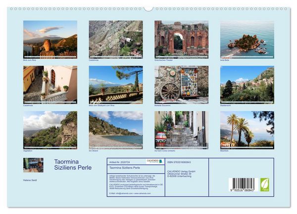 Produktbild: Taormina Siziliens Perle (hochwertiger Premium Wandkalender 2026 DIN A2 quer), Kunstdruck in Hochglanz