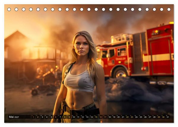 Produktbild: Sexy Feuerwehrfrauen: Hitzige Heldinnen zwischen Lippenstift und L&ouml;scheinsatz (Tischkalender 2027 DIN A5 quer), CALVENDO Monatskalender
