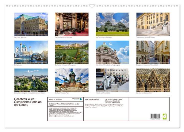 Produktbild: Geliebtes Wien. &Ouml;sterreichs Perle an der Donau (Wandkalender 2026 DIN A2 quer), CALVENDO Monatskalender