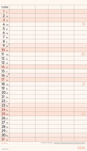 Produktbild: Superplaner XL 2026 6 Spalten - Familien-Timer 26x45 cm - Offset-Papier - mit Ferienterminen - Wand-Planer - Familienkalender - Alpha Edition