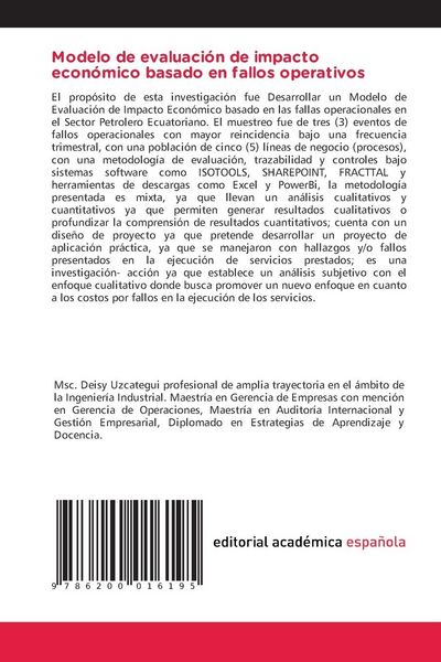 Produktbild: Modelo de evaluaci&oacute;n de impacto econ&oacute;mico basado en fallos operativos
