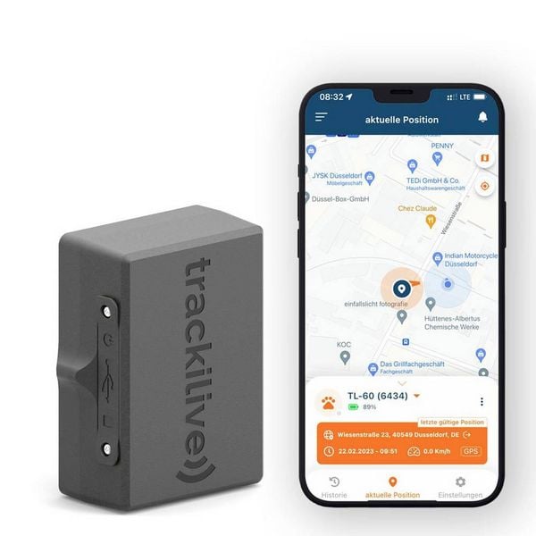 Produktbild: Trackilive TL-60 GPS Tracker Fahrzeugtracker, Multifunktionstracker, Live Tracking Schwarz 1 St.