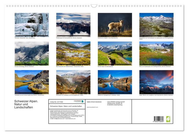 Produktbild: Schweizer Alpen. Natur und Landschaften (Wandkalender 2026 DIN A2 quer), CALVENDO Monatskalender