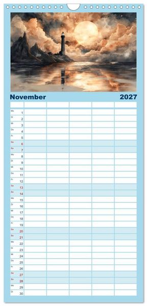 Produktbild: Familienplaner 2027 - Wellenw&auml;chter mit 5 Spalten (Wandkalender, 21 x 45 cm) CALVENDO