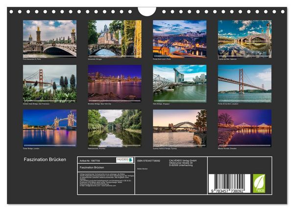 Produktbild: Faszination Br&uuml;cken (Wandkalender 2026 DIN A4 quer), CALVENDO Monatskalender