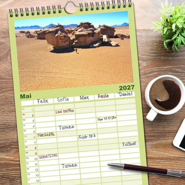 Produktbild: Familienplaner 2027 - Bolivien - Die geheime Perle S&uuml;damerikas mit 5 Spalten (Wandkalender, 21 x 45 cm) CALVENDO