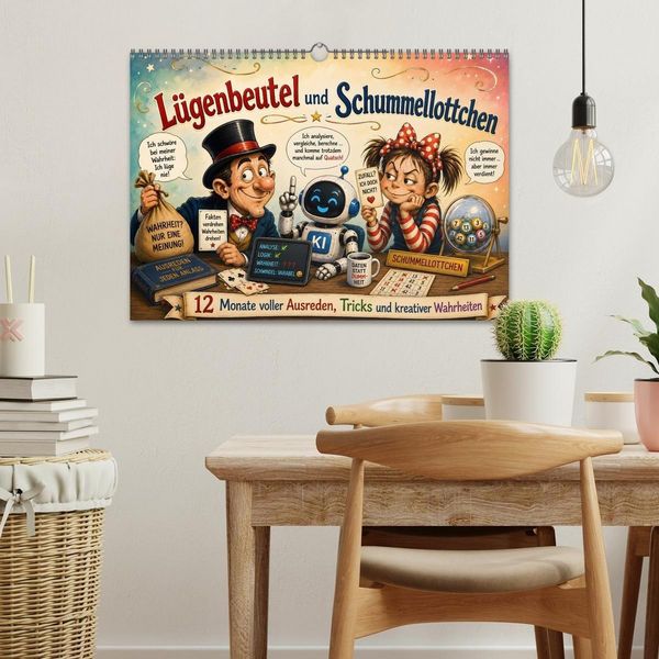 Produktbild: L&uuml;genbeutel und Schummellottchen - 12 Monate voller Ausreden, Tricks und kreativer Wahrheiten (Wandkalender 2027 DIN A3 quer), CALVENDO Monatskalender
