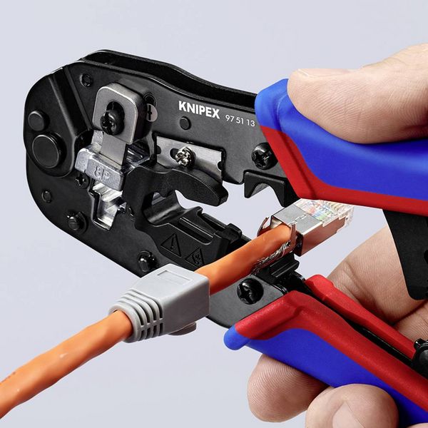 Produktbild: Knipex Crimpzange f&uuml;r RJ45-Westernstecker 97 51 13 Crimpzange