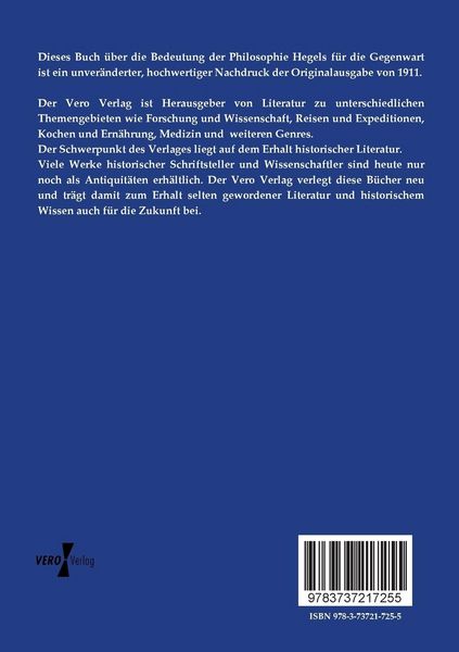 Produktbild: Die Bedeutung der Philosophie Hegels f&uuml;r die Gegenwart